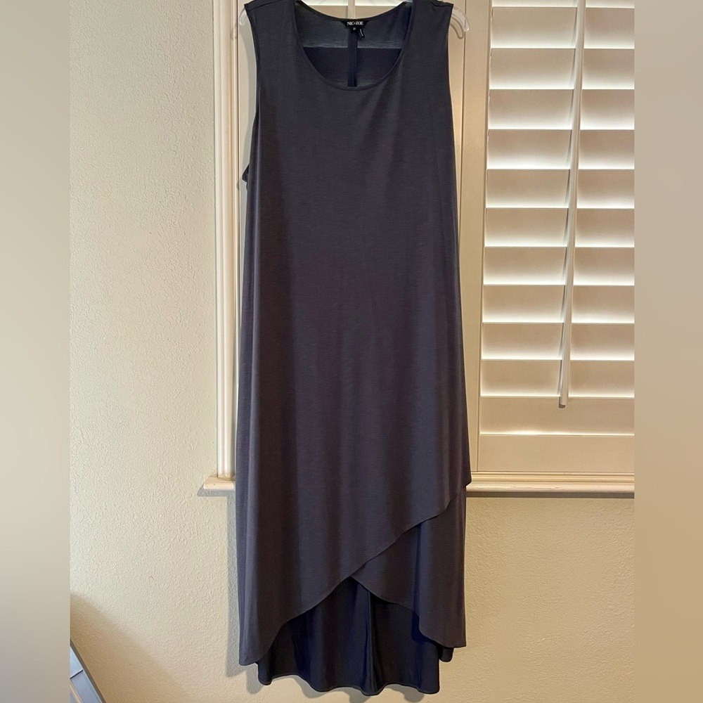 NIC+ZOE Dark Gray Sleeveless High Low Sundress